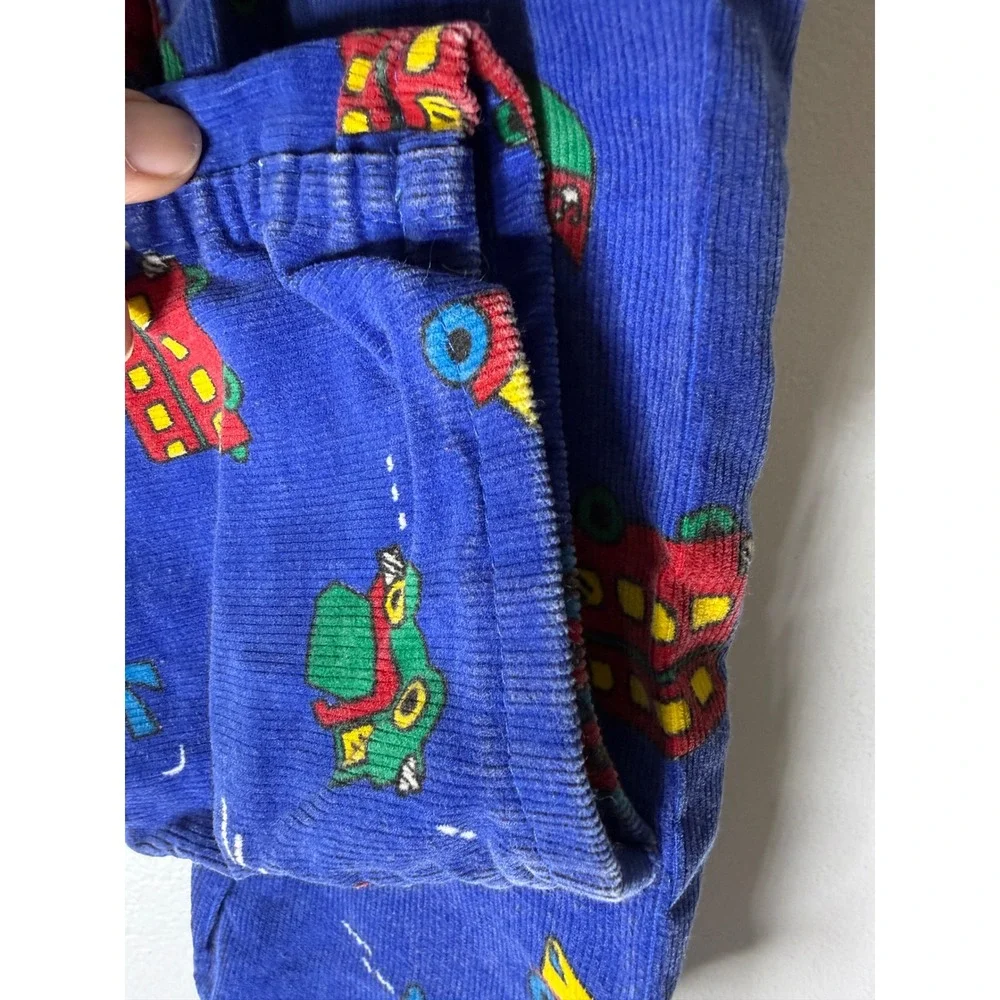 VTG Oshkosh Overalls Corduroy Trains‎ All Over Print Vestbak Sz 4t USA Blue